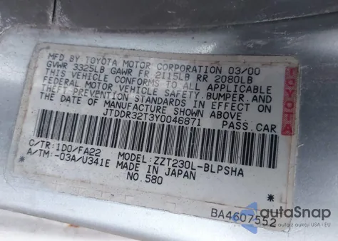 2000 Toyota Celica Gt из США, поврежденный, VIN JTDDR32T3Y0046871